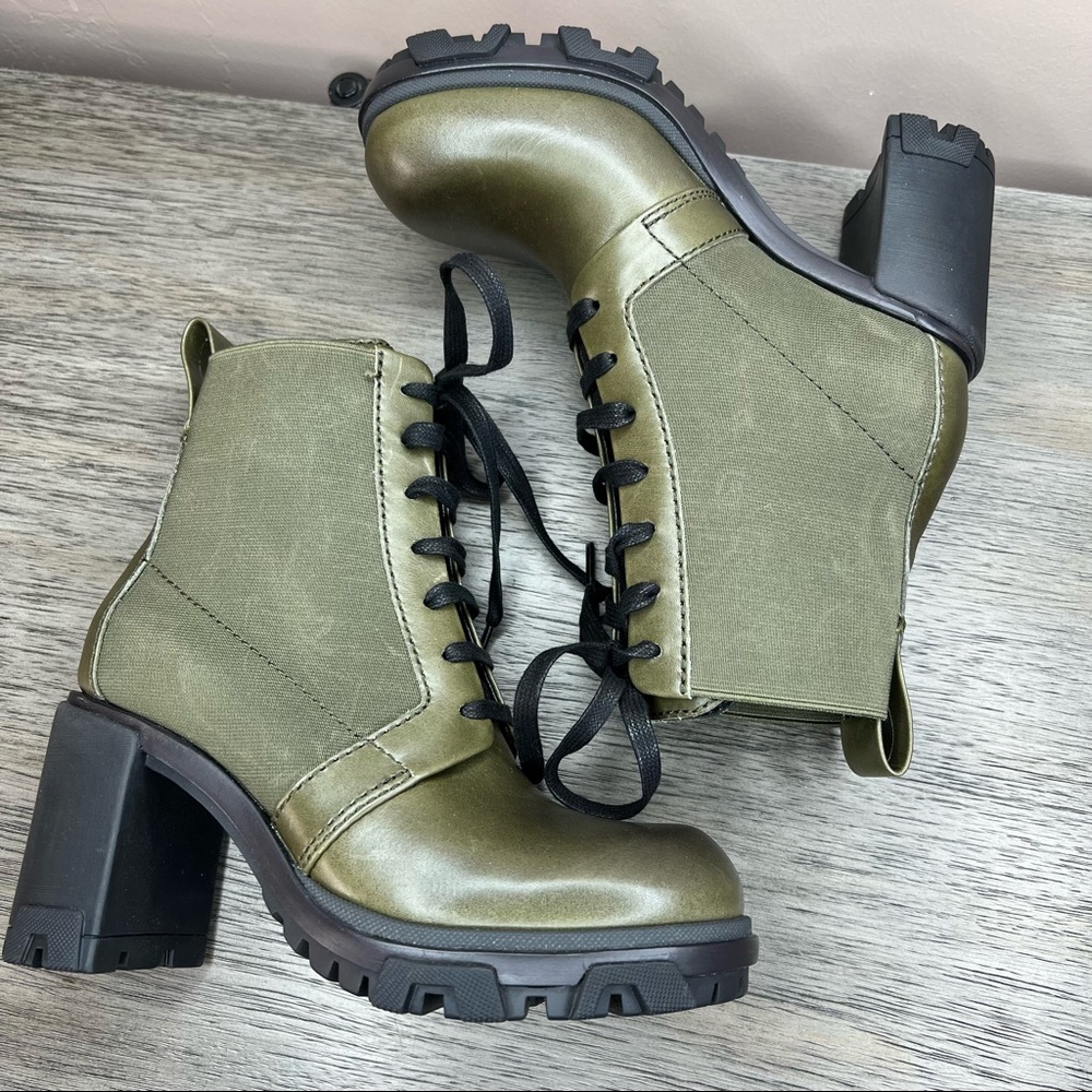 rag & bone Olive Green Lace-Up Combat Moto Boots - Picture 2 of 15